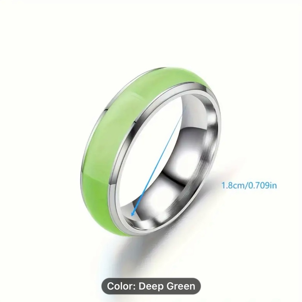 Men’s Titanium Steel Luminous Deep Green Band Size 10